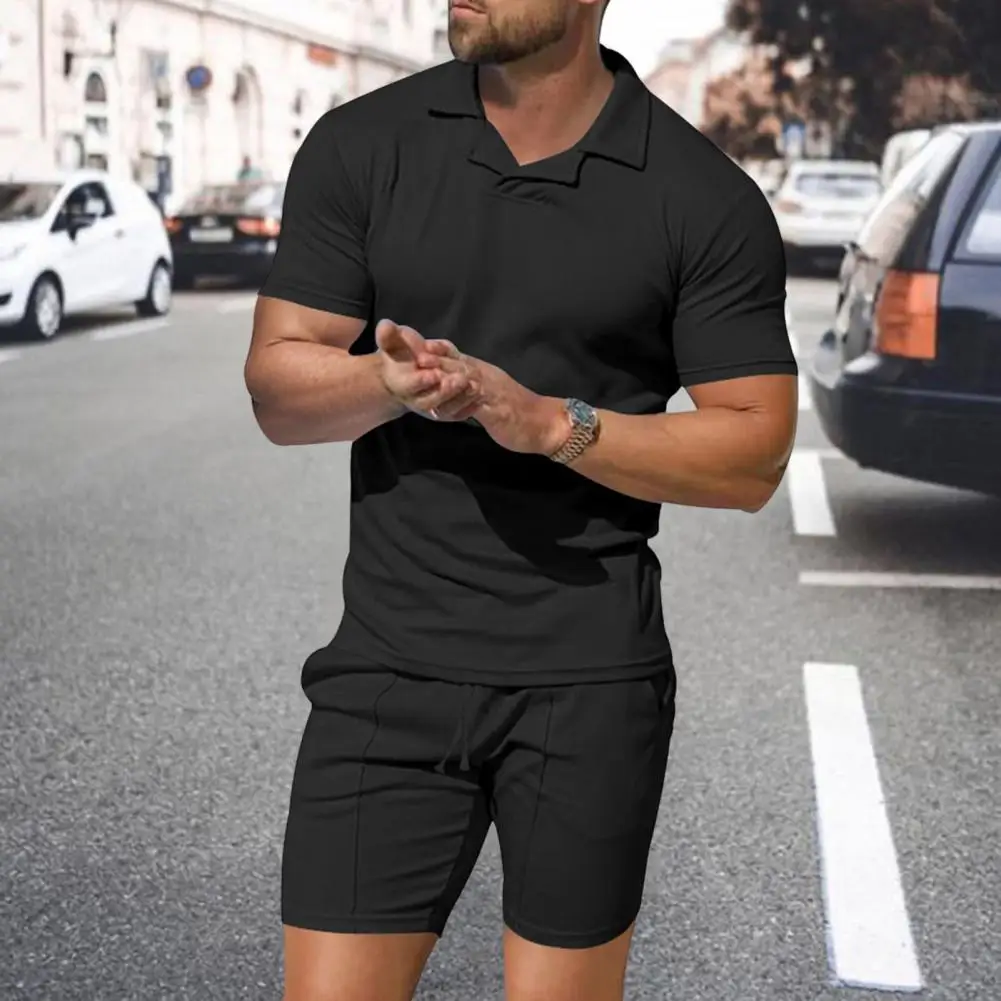 Men Tops Pants Set Men Casual Two-piece Suit Men's Short Sleeve Pullover Drawstring Shorts Set with Pockets Solid for Casual
Men Tops Pants Set Men Casual Two-piece Suit Men's Short Sleeve Pullover Drawstring Shorts Set with Pockets Solid for Casual