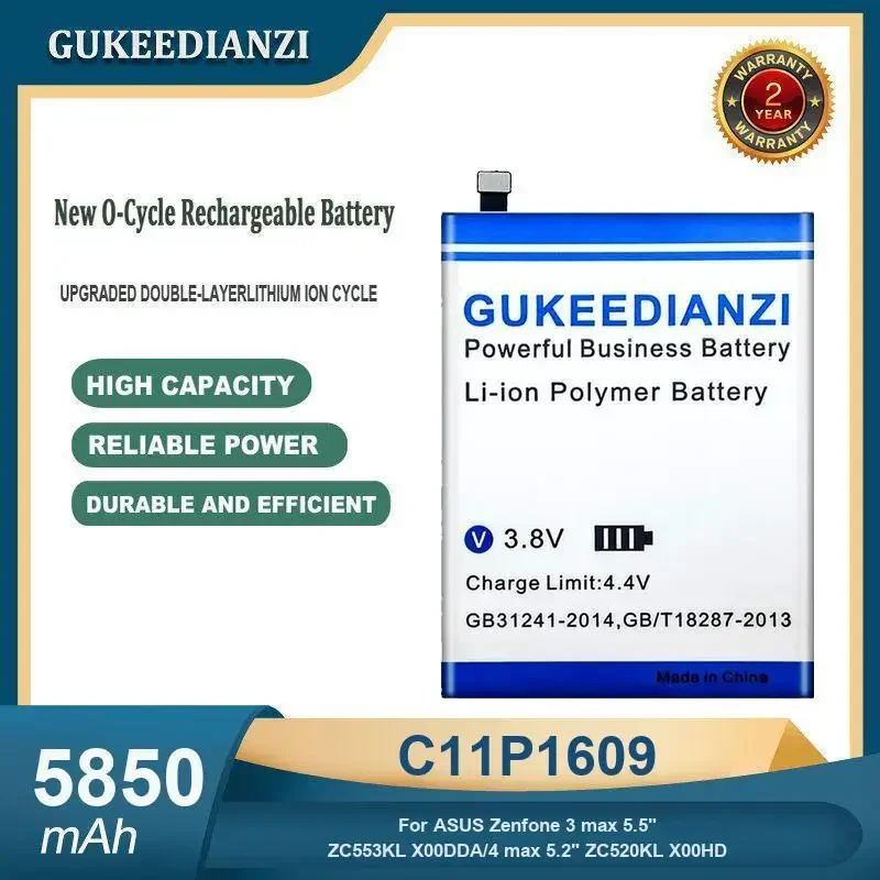 High Capacity 5850mAh C11P1609 Mobile Phone Battery For ASUS Zenfone 3 max 5.5" ZC553KL X00DDA/4 max 5.2" ZC520KL X00HD
High Capacity 5850mAh C11P1609 Mobile Phone Battery For ASUS Zenfone 3 max 5.5" ZC553KL X00DDA/4 max 5.2" ZC520KL X00HD