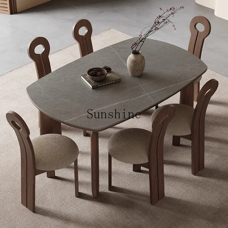 Retractable round rock slab solid wood simple small apartment square and round dual-purpose folding dining table
Retractable round rock slab solid wood simple small apartment square and round dual-purpose folding dining table