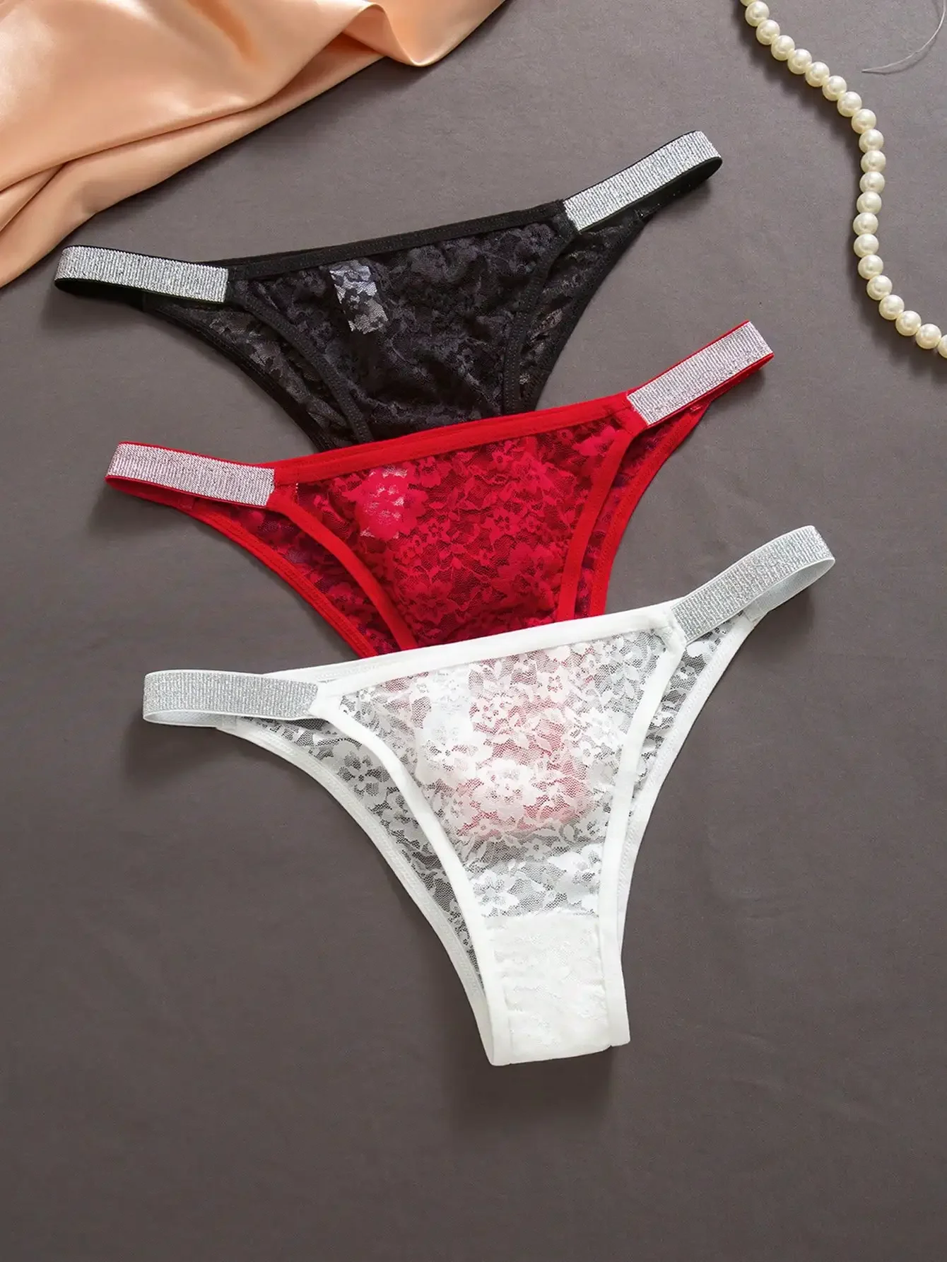 3pcs Women Fashionable Lace Trim Triangle Sexy Panties Set, Lingerie For Women,Sexy,Valentine's Day,Wedding
3pcs Women Fashionable Lace Trim Triangle Sexy Panties Set, Lingerie For Women,Sexy,Valentine's Day,Wedding