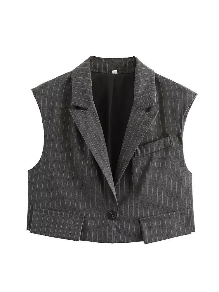 Willshela Women Fashion Striped Single Button Vest Waistcoats Vintage Lapel Neck Sleeveless Jackets Female Chic Lady Tank Tops
Willshela Women Fashion Striped Single Button Vest Waistcoats Vintage Lapel Neck Sleeveless Jackets Female Chic Lady Tank Tops