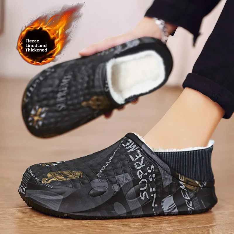 Men's Winter Cotton Slippers with Thick Heel Office Warmth Waterproof Non-Slip Fleece Lined Slippers for Outdoor Wear
Men's Winter Cotton Slippers with Thick Heel Office Warmth Waterproof Non-Slip Fleece Lined Slippers for Outdoor Wear