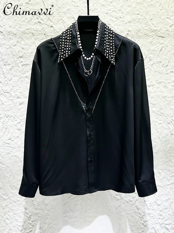 Personalized Heavy Rhinestone Studded Collar Long Sleeve Shirt Spring Autumn New Fashion Light Luxury Handsome Men Casual Shirt
Personalized Heavy Rhinestone Studded Collar Long Sleeve Shirt Spring Autumn New Fashion Light Luxury Handsome Men Casual Shirt