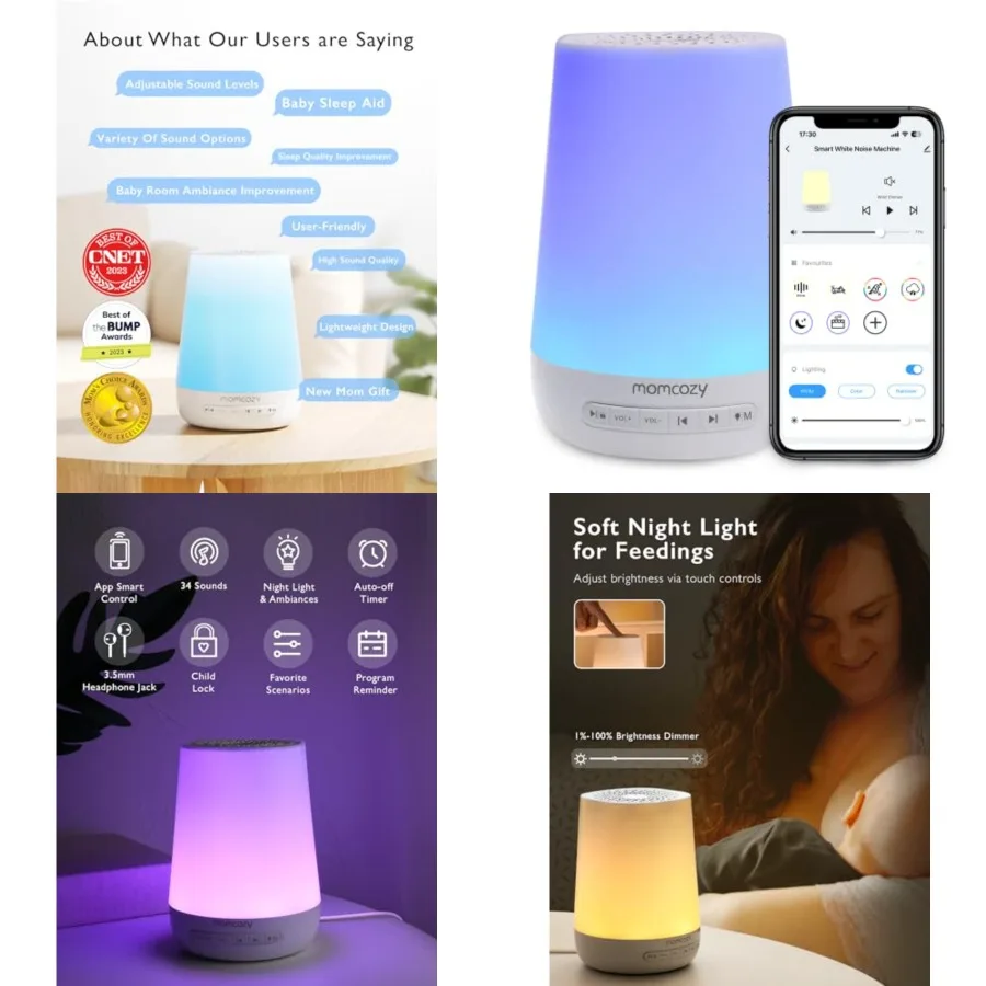 Baby Sound Machine, White Noise Machine for Baby Sleeping with Night Light, Toddler Sleep Trainer 34 Soothing Sleep Sounds, Tim
Baby Sound Machine, White Noise Machine for Baby Sleeping with Night Light, Toddler Sleep Trainer 34 Soothing Sleep Sounds, Tim