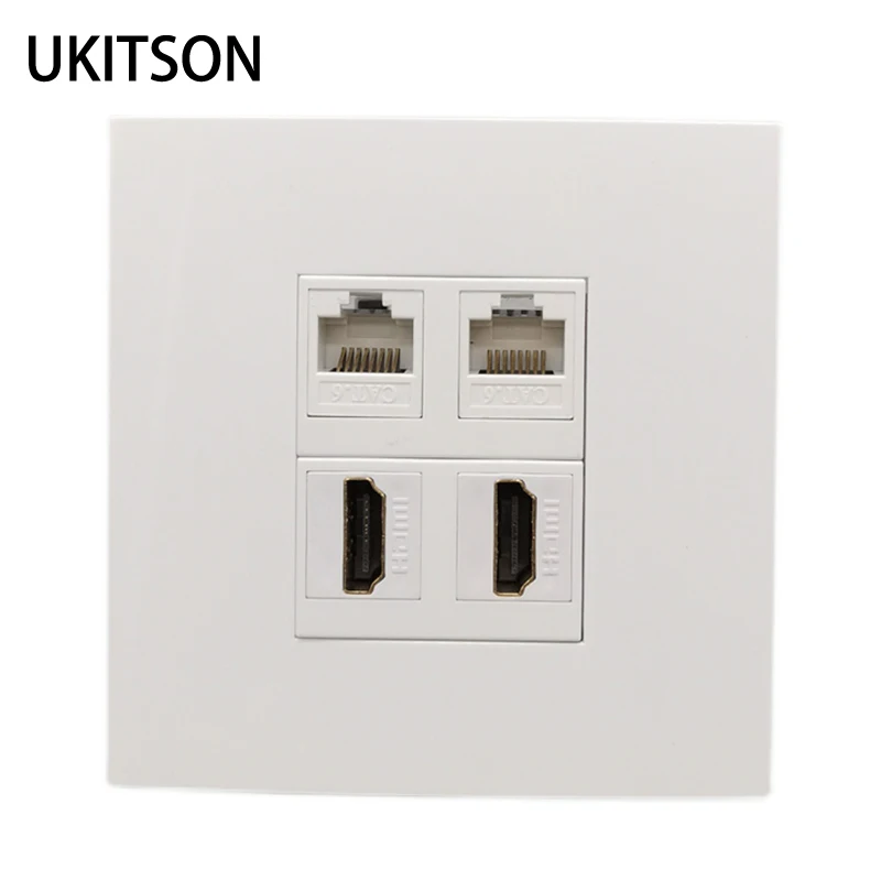 Two Ports CAT6 RJ45 LAN Socket With 2x HDMI2.0 Female Plug Wall Panel In White Color
Two Ports CAT6 RJ45 LAN Socket With 2x HDMI2.0 Female Plug Wall Panel In White Color