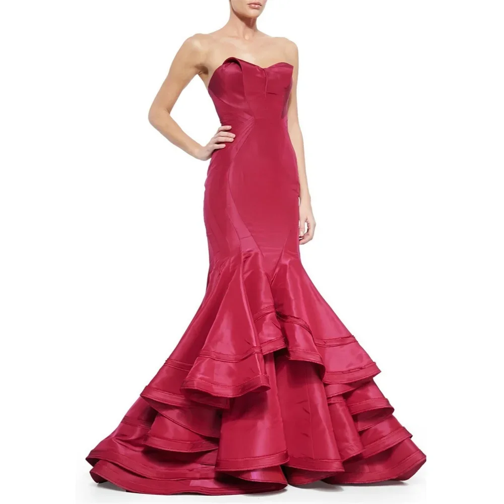 Customized Formal Dress Dearin Strapless Trumpet Floor Length Skirts Draped Open Back Layered Sleeveless Flouncing Bespoke Occas
Customized Formal Dress Dearin Strapless Trumpet Floor Length Skirts Draped Open Back Layered Sleeveless Flouncing Bespoke Occas