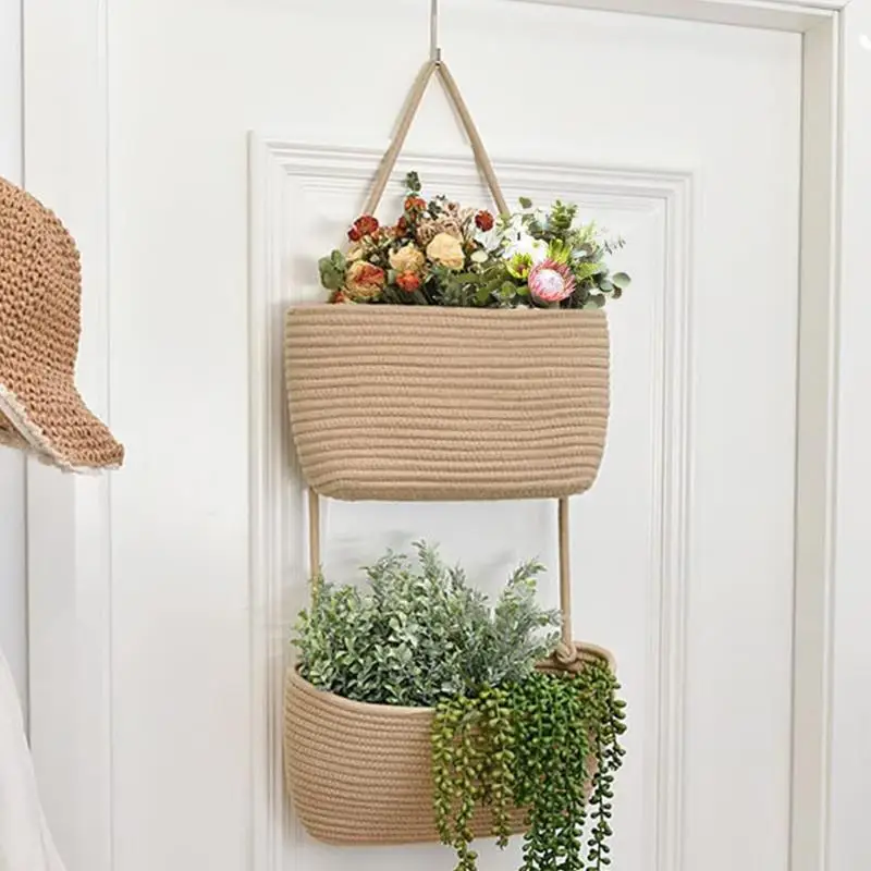 Wall Hang Basket 2-Tier Decorative Door Storage Basket Cotton Wall-Mounted Storage Organizer Bag For Bedroom Bathroom Living
Wall Hang Basket 2-Tier Decorative Door Storage Basket Cotton Wall-Mounted Storage Organizer Bag For Bedroom Bathroom Living