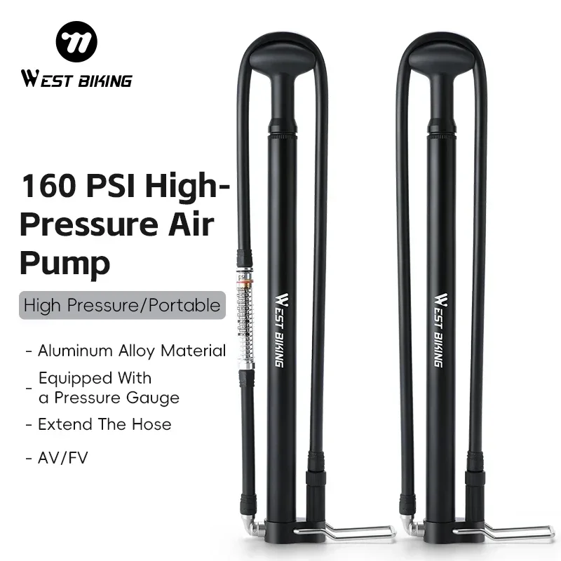 WEST BIKING Portable Bicycle Mini Floor Pump 160PSI High Pressure Air Pump With Extension Barometer Hose For MTB Road Bike
WEST BIKING Portable Bicycle Mini Floor Pump 160PSI High Pressure Air Pump With Extension Barometer Hose For MTB Road Bike
