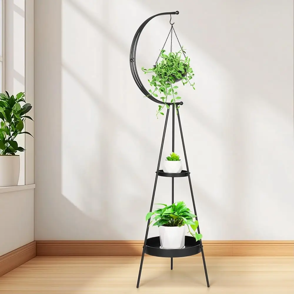 Metal Plant Stand, Two Tiers Plant Holder For Indoor Outdoor, Multifunctional Iron Flower Pots Rack, Modern Planter Display 
Metal Plant Stand, Two Tiers Plant Holder For Indoor Outdoor, Multifunctional Iron Flower Pots Rack, Modern Planter Display