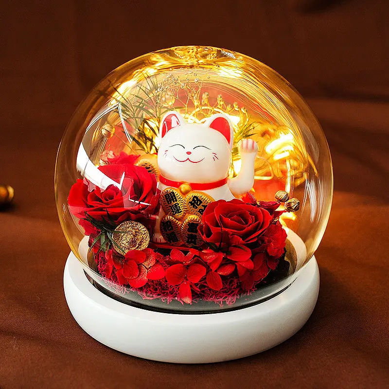 Eternal Flower Lucky Cat High Borosilicate Glass Cover, Eternal Flower Finished Ornament
Eternal Flower Lucky Cat High Borosilicate Glass Cover, Eternal Flower Finished Ornament