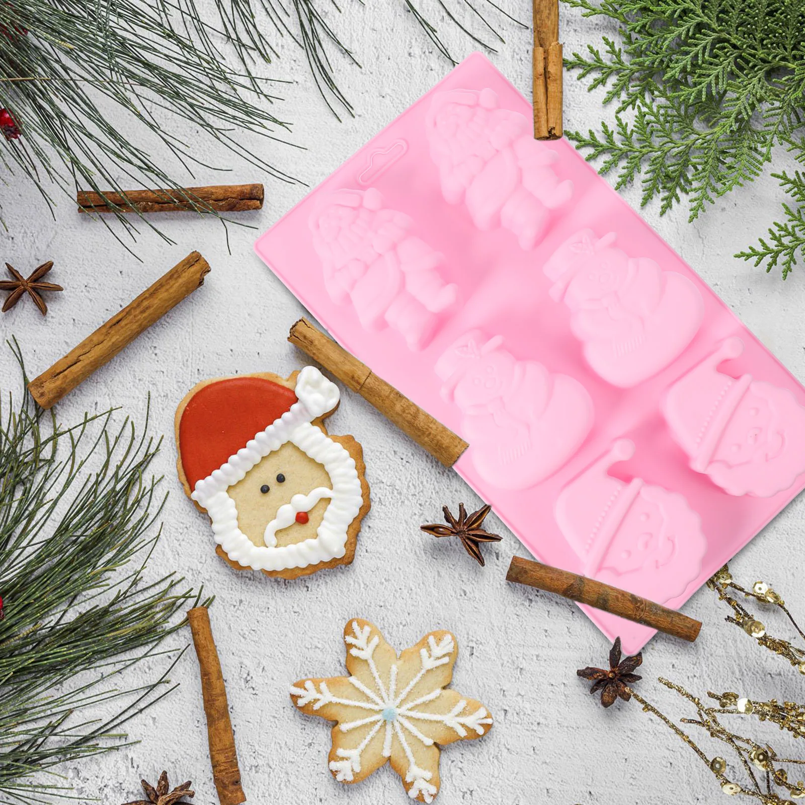 2Pcs Silicone Baking Molds Christmas Santa Snowman Cake Tray 6-Grid Chocolate Mold DIY Craft for Festive Celebrations
2Pcs Silicone Baking Molds Christmas Santa Snowman Cake Tray 6-Grid Chocolate Mold DIY Craft for Festive Celebrations