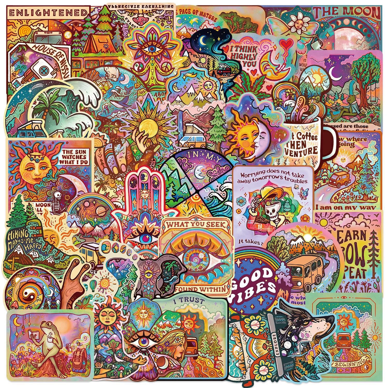 10/50PCS Vintage Hippie Style Camping Hiking Travel Stickers DIY Luggage Water Bottle Phone Notebook Waterproof Graffiti Sticker
10/50PCS Vintage Hippie Style Camping Hiking Travel Stickers DIY Luggage Water Bottle Phone Notebook Waterproof Graffiti Sticker