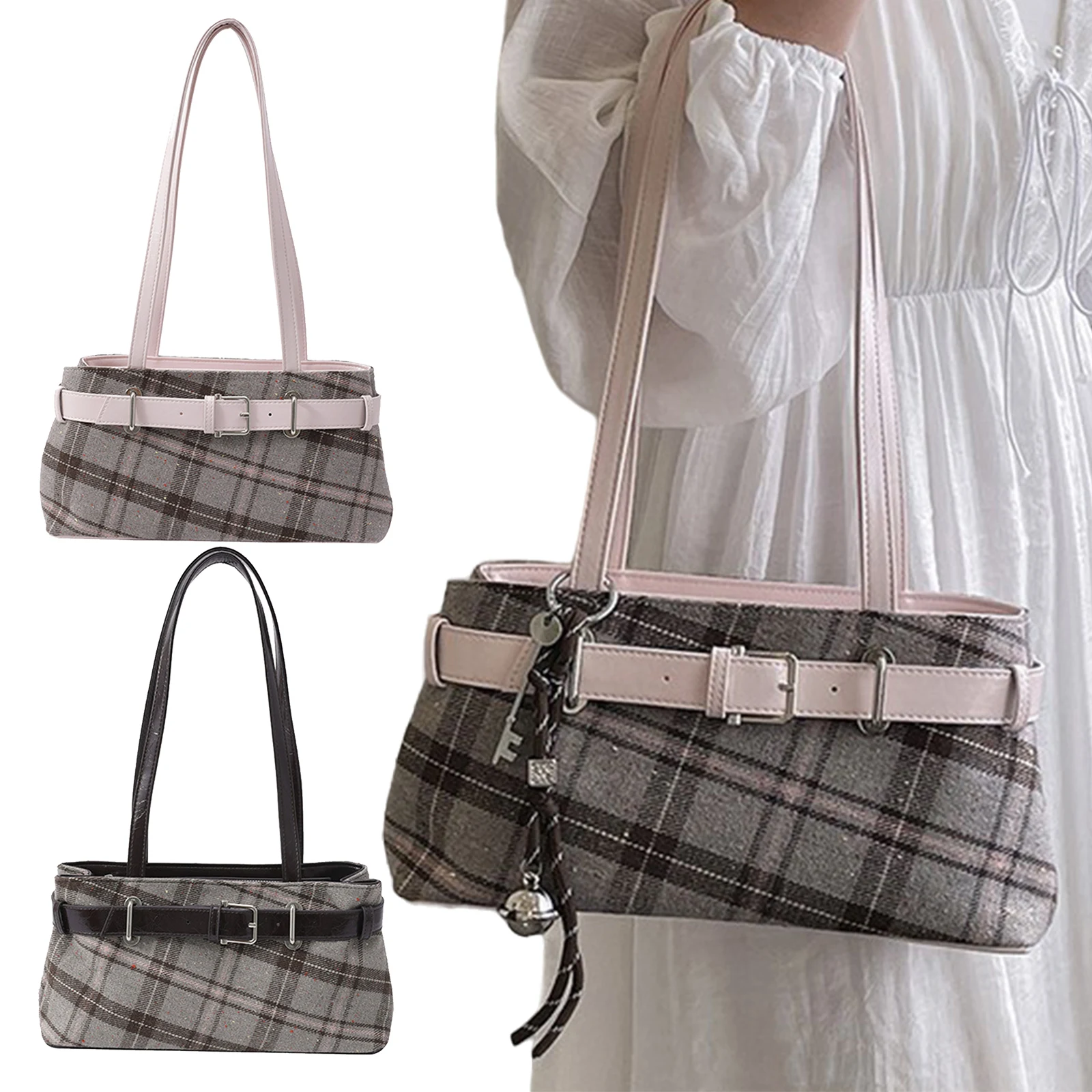 Women Girls Canvas Plaid One Shoulder Armpit Bag with Zipper Checkered Shoulder Bag for School Work Daily Use
Women Girls Canvas Plaid One Shoulder Armpit Bag with Zipper Checkered Shoulder Bag for School Work Daily Use