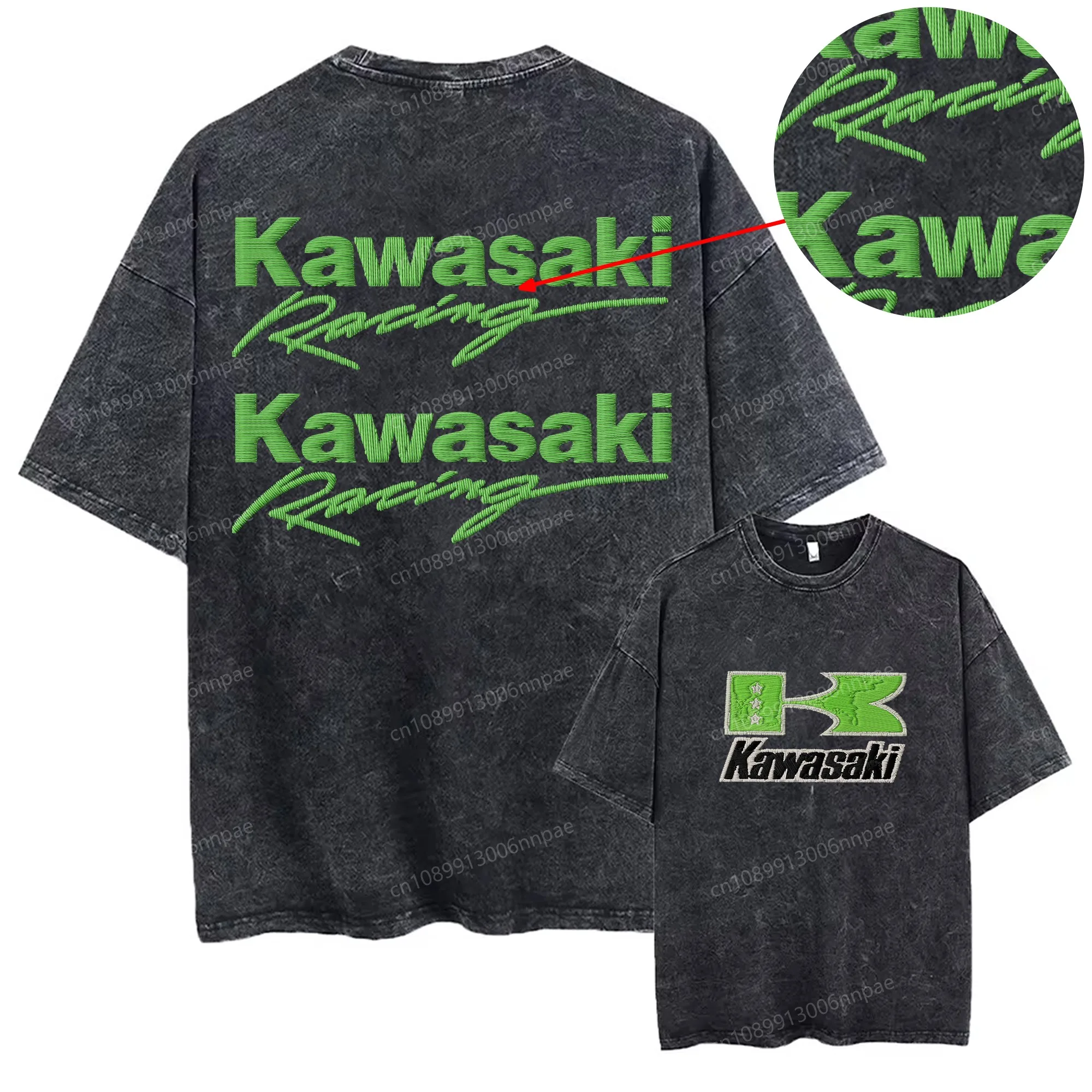 Embroidery Kawasaki Men's Clothing Texture Summer Tops T-shirts Distressed T-shirt 3D Printing Short Sleeve Tee 230g Cotton Man
Embroidery Kawasaki Men's Clothing Texture Summer Tops T-shirts Distressed T-shirt 3D Printing Short Sleeve Tee 230g Cotton Man