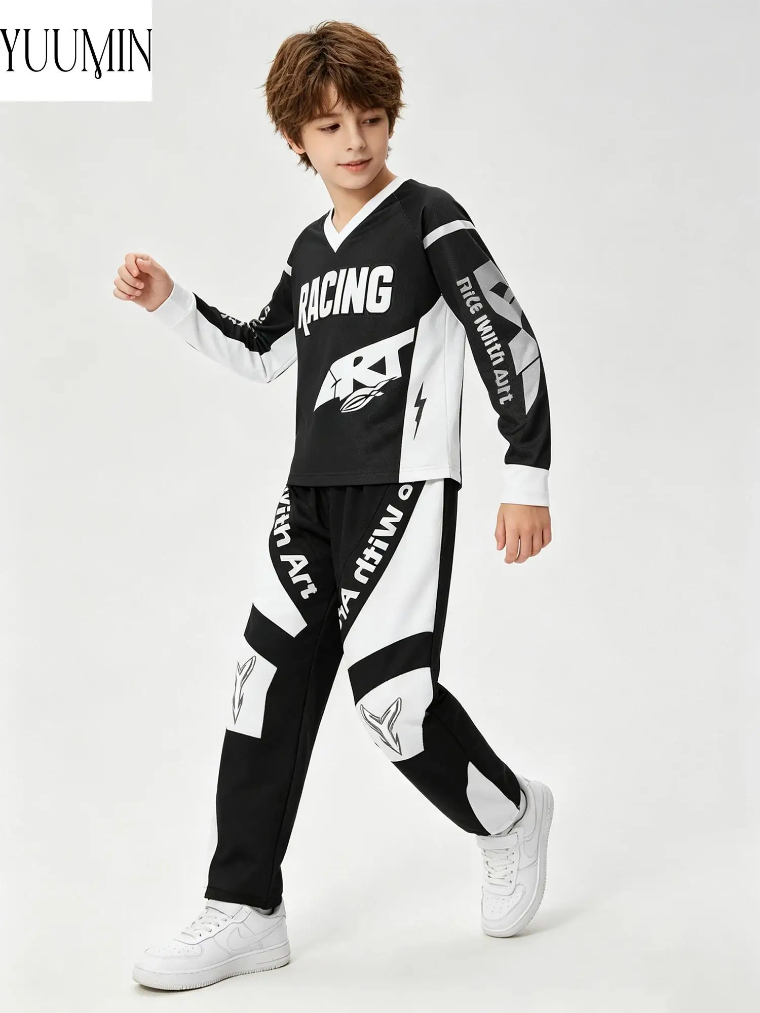 Youth Motocross Jersey Set Letter Print Color Block V Neck Long Sleeve Top with Elastic Waistband Pants Off Road Outdoor Sport
Youth Motocross Jersey Set Letter Print Color Block V Neck Long Sleeve Top with Elastic Waistband Pants Off Road Outdoor Sport