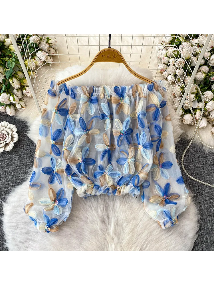 Women‘s Summer Blouse French Style One Shoulder Long Sleeved Three-dimensional Flowers Loose Slimming Chiffon Top BL209
Women‘s Summer Blouse French Style One Shoulder Long Sleeved Three-dimensional Flowers Loose Slimming Chiffon Top BL209