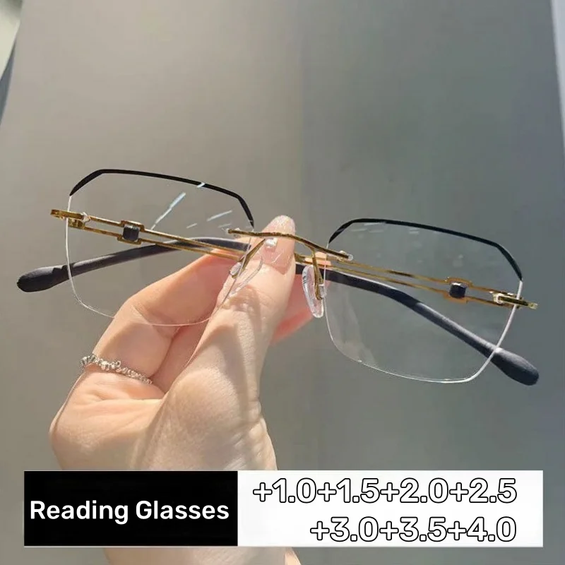 Fashionable Business Presbyopia Glasses for Men and Women Rimless High-definition Anti-blue Light Reading GlassesDiopter To +4.0
Fashionable Business Presbyopia Glasses for Men and Women Rimless High-definition Anti-blue Light Reading GlassesDiopter To +4.0
