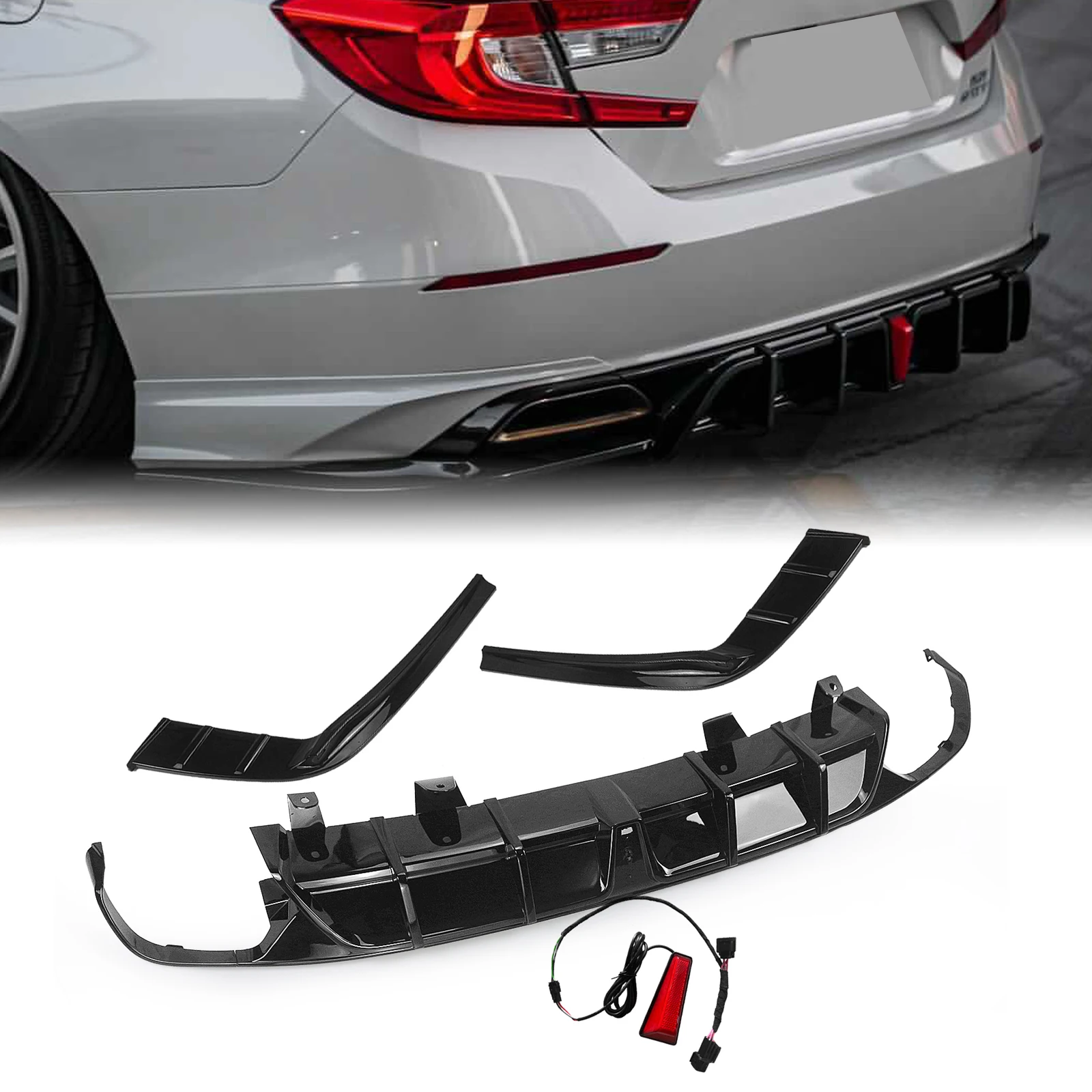 YOFER Rear Bumper Diffuser Lip For Honda Accord 2018-2022 Gloss Black Car Boot Spoiler Plate Splitter Body Kit W/LED Signal Lamp
YOFER Rear Bumper Diffuser Lip For Honda Accord 2018-2022 Gloss Black Car Boot Spoiler Plate Splitter Body Kit W/LED Signal Lamp
