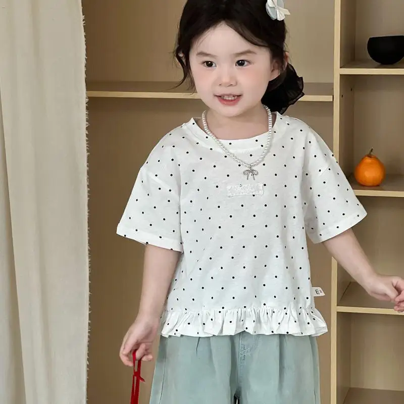 2025 Summer New Girls Short Sleeve T Children Princess Lace Dot Tops Loose Baby Girl Cotton T Shirt Kids Tee Infant Clothes
2025 Summer New Girls Short Sleeve T Children Princess Lace Dot Tops Loose Baby Girl Cotton T Shirt Kids Tee Infant Clothes