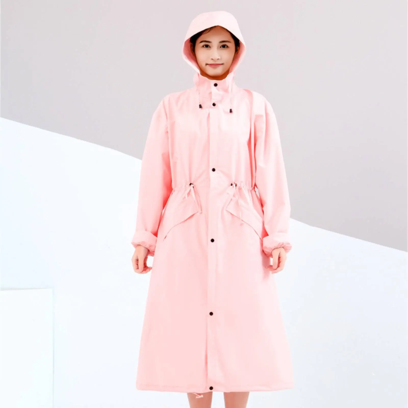 Waist Drawstring Raincoat Lightweight Long Hooded Raincoat Outerwear Quick-Dry Outdoor Clothing Windproof for Women, Rainy Days
Waist Drawstring Raincoat Lightweight Long Hooded Raincoat Outerwear Quick-Dry Outdoor Clothing Windproof for Women, Rainy Days