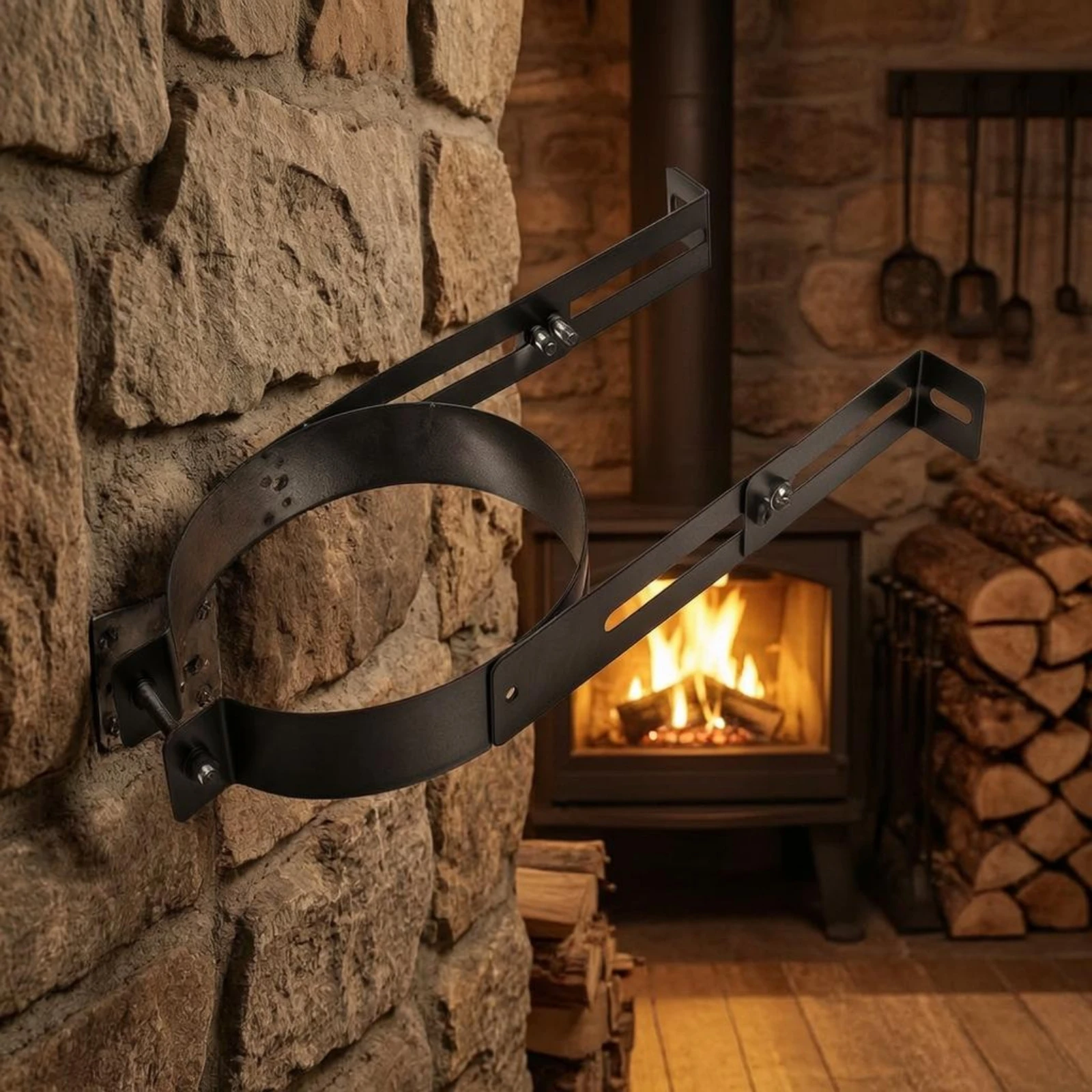 Chimney Pipe Wall Bracket Black Metal Chimney Pipe Support Bracket Heating Hardware Welded Construction Sturdy and Long-Lasting
Chimney Pipe Wall Bracket Black Metal Chimney Pipe Support Bracket Heating Hardware Welded Construction Sturdy and Long-Lasting
