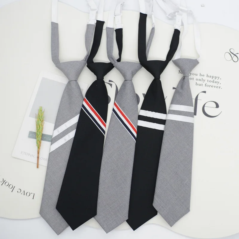 JK Tie Women's Korean Edition Japanese Academy Style Knotless Student School Uniform with Black White Stripes and Gray Ribbon Ac
JK Tie Women's Korean Edition Japanese Academy Style Knotless Student School Uniform with Black White Stripes and Gray Ribbon Ac