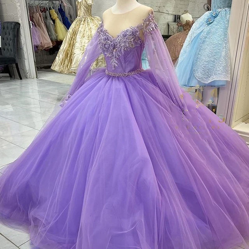 Lavender O-Neck Quinceanera Dress Lace Appliques Beads Party Princess Sweet 16 Ball Gown Vestidos De 15 Años
Lavender O-Neck Quinceanera Dress Lace Appliques Beads Party Princess Sweet 16 Ball Gown Vestidos De 15 Años