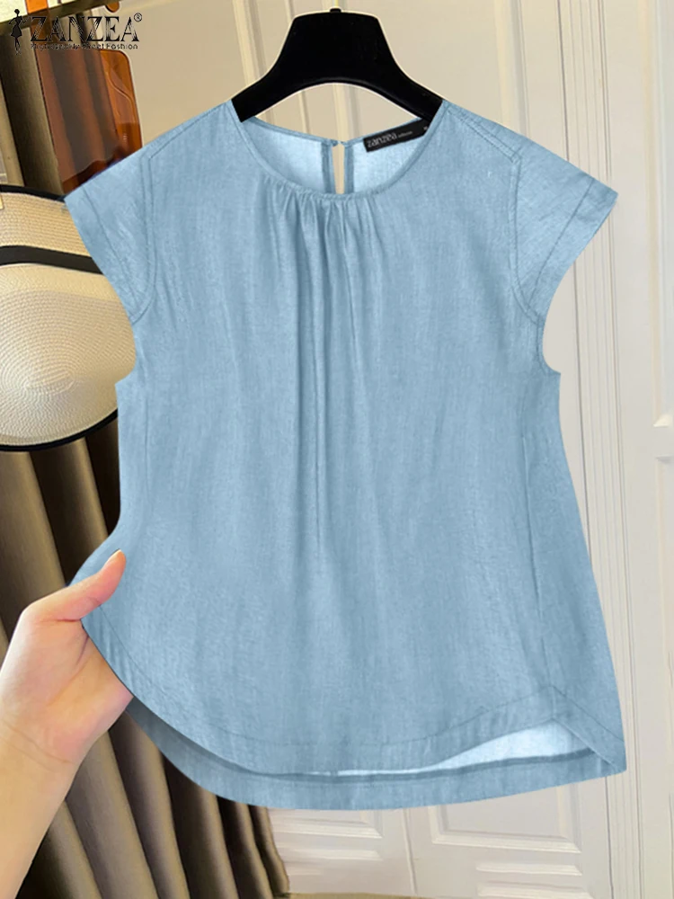 ZANZEA Women Fashion Summer Blouses Short Sleeve Holiday Tops 2025 Elegant O-Neck Casual Shirts Loose Solid Blusas Femininas
ZANZEA Women Fashion Summer Blouses Short Sleeve Holiday Tops 2025 Elegant O-Neck Casual Shirts Loose Solid Blusas Femininas