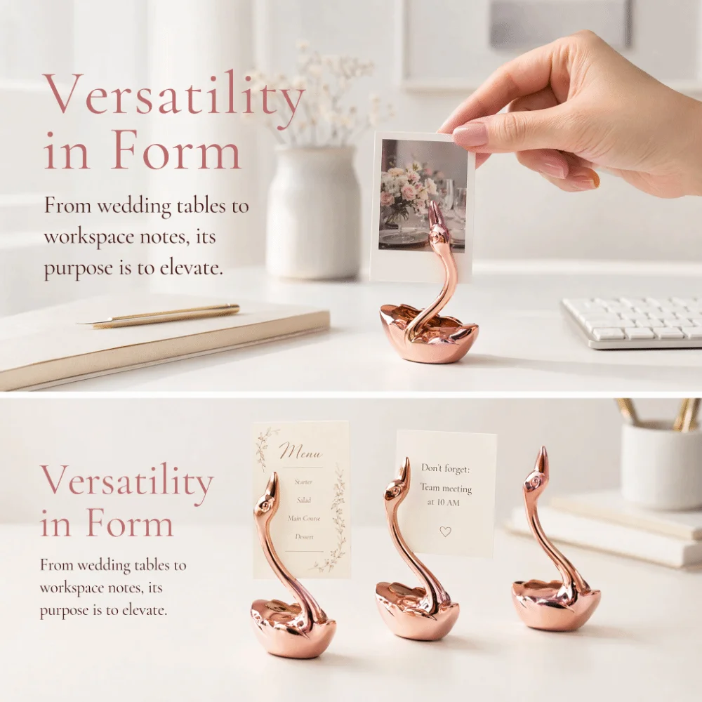 Zinc Alloy Swan Shape Table Card Clip 1.97 x3.46in Easy Clamping Structure Photo Paper Stand Clip Rose Gold Swan
Zinc Alloy Swan Shape Table Card Clip 1.97 x3.46in Easy Clamping Structure Photo Paper Stand Clip Rose Gold Swan