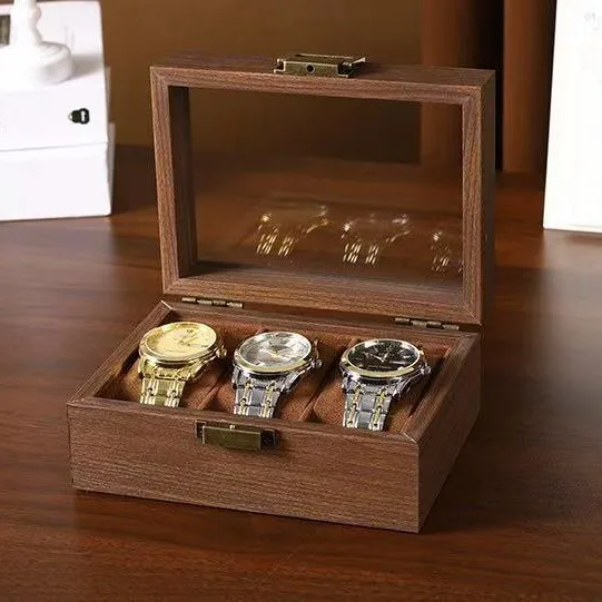 Vintage-style wooden watch collection box, set of 3, black walnut wood 3-slot bracelet storage & display watch box
Vintage-style wooden watch collection box, set of 3, black walnut wood 3-slot bracelet storage & display watch box