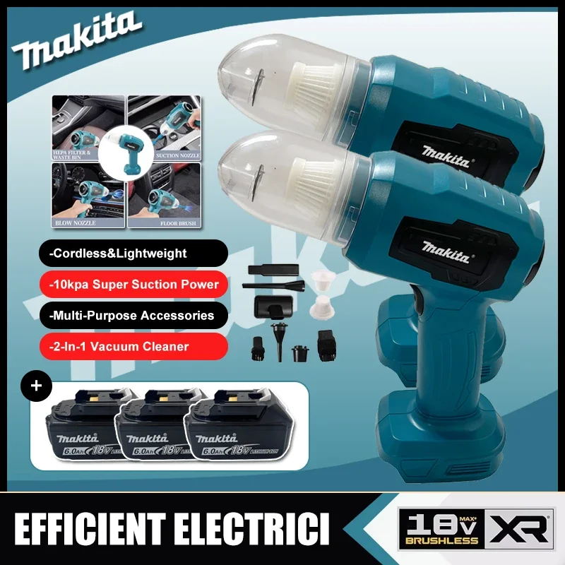 Makita Strong Suction Mini Electric Vacuum Cleaner Wireless Handheld Home Cleaner Blower With 7 Nozzeles for 18V Battery
Makita Strong Suction Mini Electric Vacuum Cleaner Wireless Handheld Home Cleaner Blower With 7 Nozzeles for 18V Battery