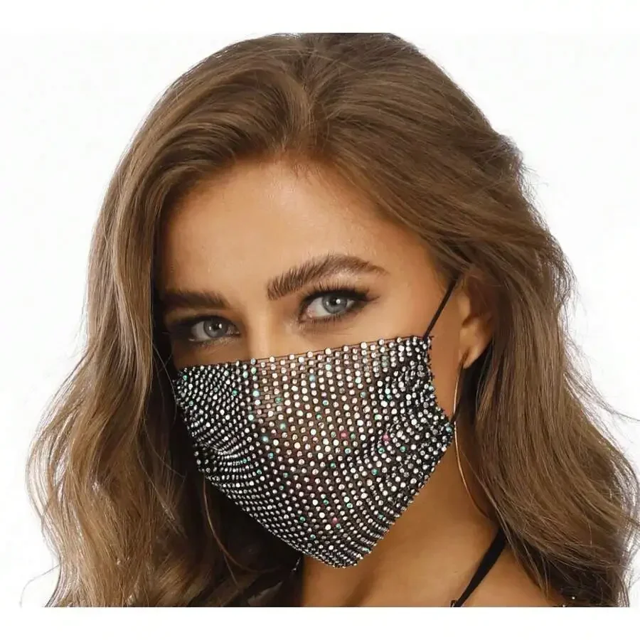 Rhinestone Fishnet Mesh Face Mask Washable Decorative Adult Fashion Mask
Rhinestone Fishnet Mesh Face Mask Washable Decorative Adult Fashion Mask