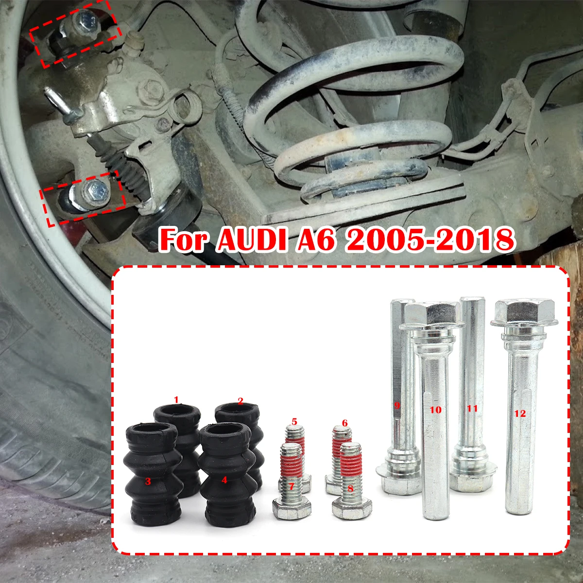 Left Rear Right FOR AUDI A6 4F C6 Brake Caliper Cylinder Slider Guide Pin For Disc Housing Bolts Rubber Bushing Boot Seal Kit
Left Rear Right FOR AUDI A6 4F C6 Brake Caliper Cylinder Slider Guide Pin For Disc Housing Bolts Rubber Bushing Boot Seal Kit
