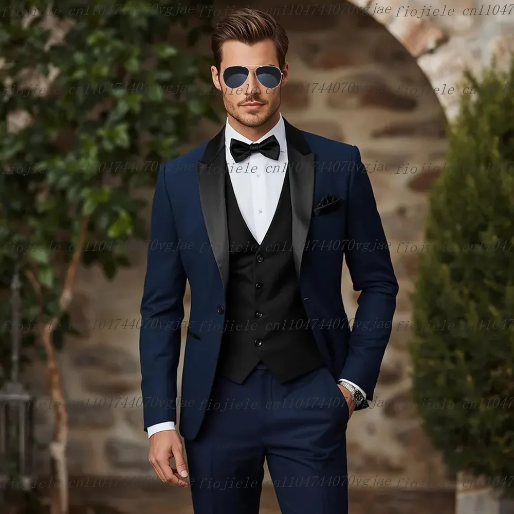 New Navy Blue And Black Men Suit Formal Wedding Party Groom Business Male Tuxedos Customized 3 Piece Set Jacket Vest Pants
New Navy Blue And Black Men Suit Formal Wedding Party Groom Business Male Tuxedos Customized 3 Piece Set Jacket Vest Pants