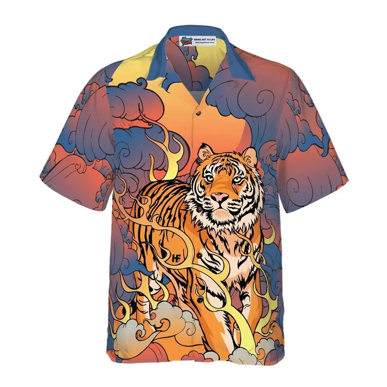 Japanese Ukiyo-e Tiger Print Hawaiian Shirt Men's Short Sleeve Cherry Blossom & Wave Design Button Up Beach Aloha Shirt
Japanese Ukiyo-e Tiger Print Hawaiian Shirt Men's Short Sleeve Cherry Blossom & Wave Design Button Up Beach Aloha Shirt