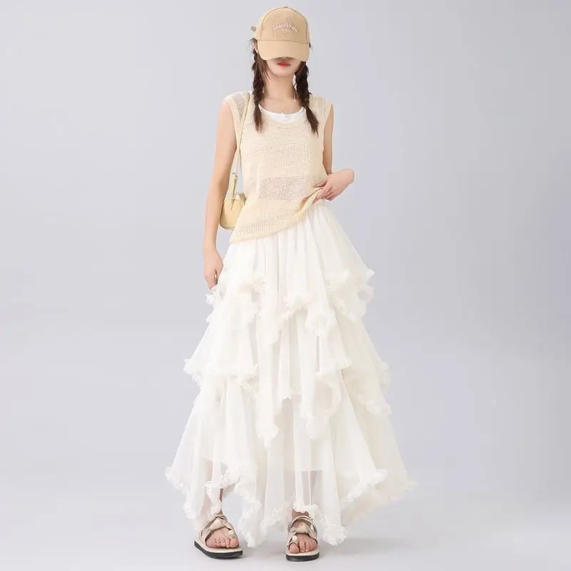 Spring New Style Half-length A-line Tulle Skirt Women's High-waist Cake Skirt Irregular Lace Hem Casual Polyester Fiber
Spring New Style Half-length A-line Tulle Skirt Women's High-waist Cake Skirt Irregular Lace Hem Casual Polyester Fiber