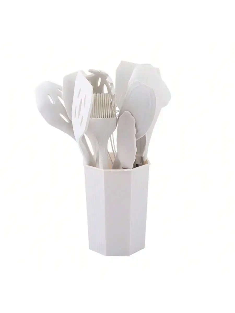 12-Piece Silicone Cooking Utensils Set With Holder Heat Resistant For Nonstick Cookware White
12-Piece Silicone Cooking Utensils Set With Holder Heat Resistant For Nonstick Cookware White