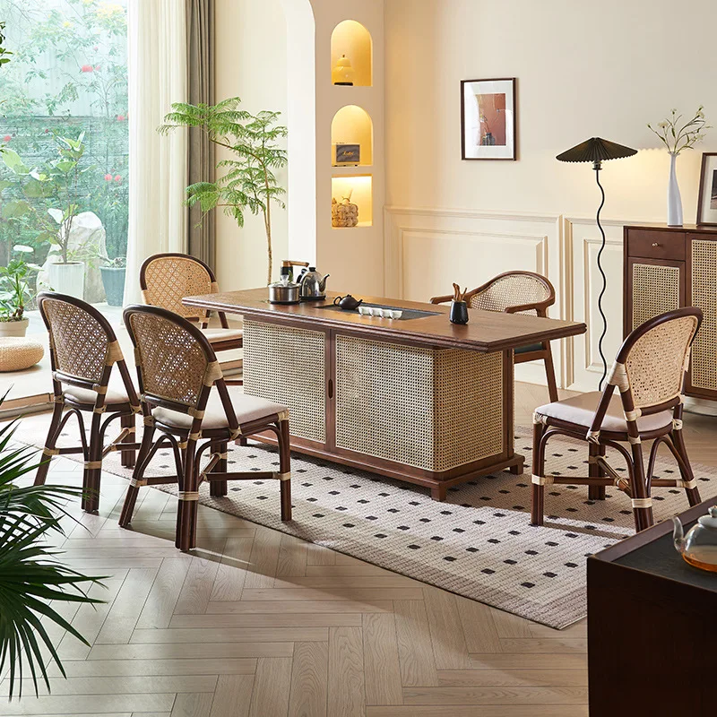 Nordic solid wood tea table and chair combination new Chinese rattan tea table office home set integrated zen tea table
Nordic solid wood tea table and chair combination new Chinese rattan tea table office home set integrated zen tea table