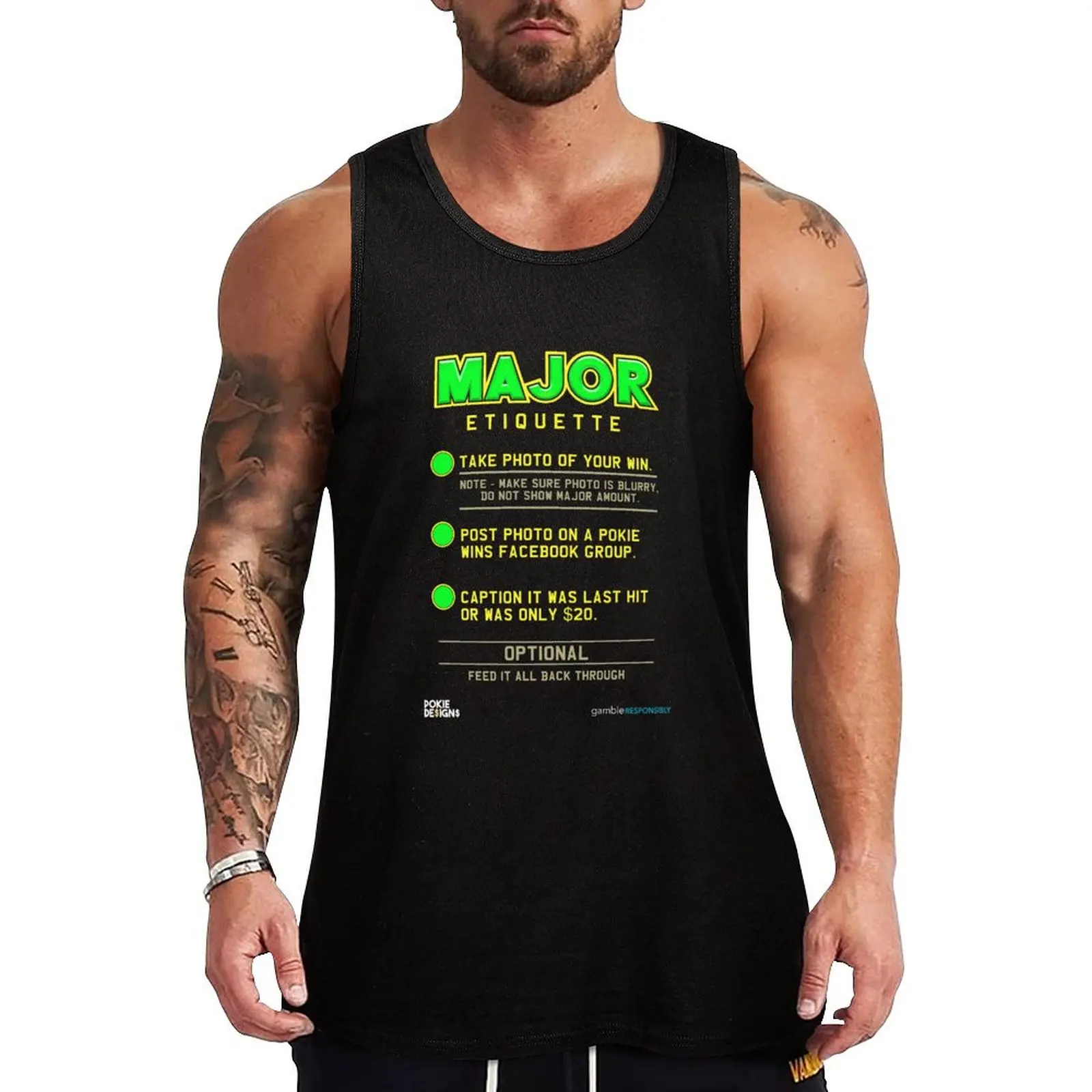 MAJOR JACKPOT ETIQUETTE Design - Pokie Designs Tank Top Solid Color Basic Tank Top Regular Fit Casual Wear
MAJOR JACKPOT ETIQUETTE Design - Pokie Designs Tank Top Solid Color Basic Tank Top Regular Fit Casual Wear