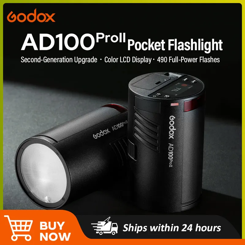 Godox AD100ProII 100Ws 1/8000s HSS TTL Mode Strobe Pocket Flash for Photography with 1.5s Recycle Time HD Color Screen
Godox AD100ProII 100Ws 1/8000s HSS TTL Mode Strobe Pocket Flash for Photography with 1.5s Recycle Time HD Color Screen