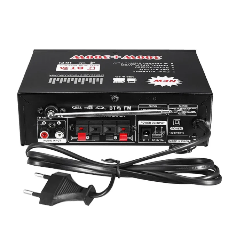 BT-298A Digital HIFI Audio Stereo Power Amplifier 300W+300W Bluetooth Amplifiers 12V/ 220V
BT-298A Digital HIFI Audio Stereo Power Amplifier 300W+300W Bluetooth Amplifiers 12V/ 220V
