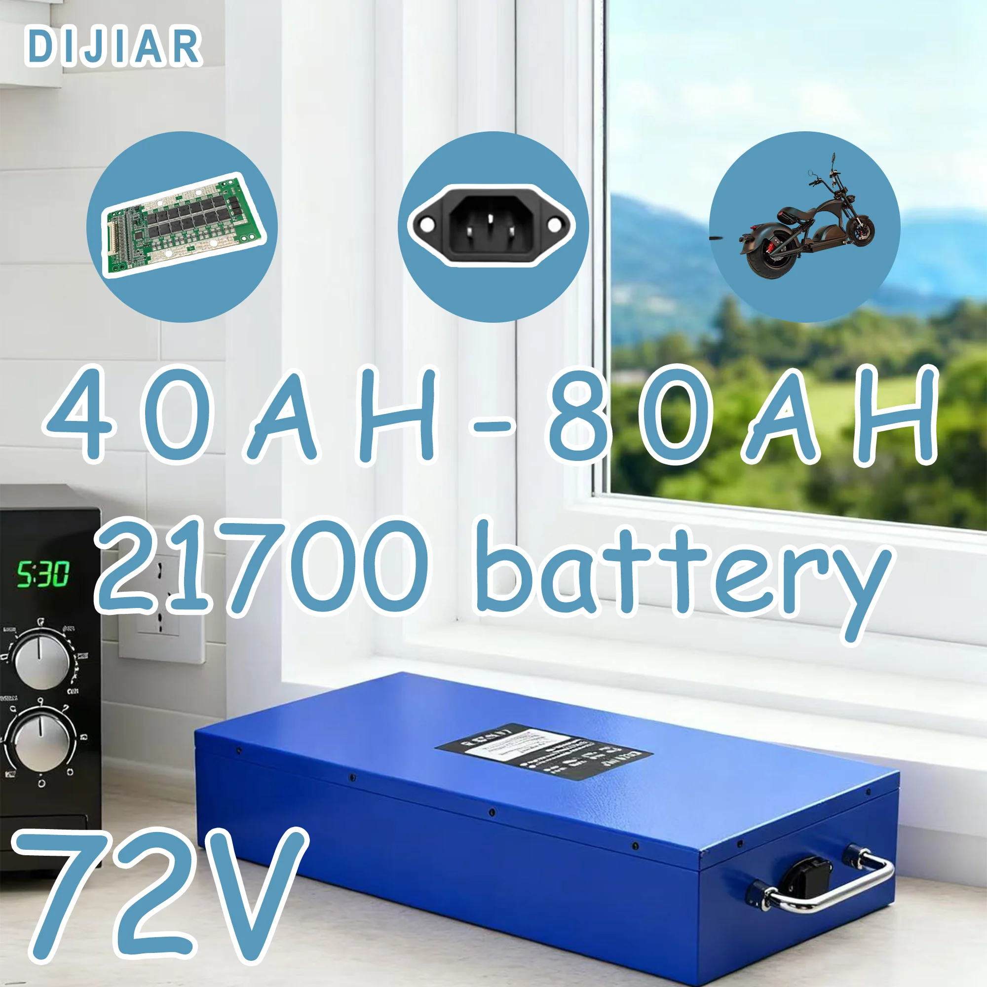 Air transportation, 72V21700 lithium battery, application 3000W Harley two wheel foldable Citycoco electric scooter 40AH-80AH
Air transportation, 72V21700 lithium battery, application 3000W Harley two wheel foldable Citycoco electric scooter 40AH-80AH