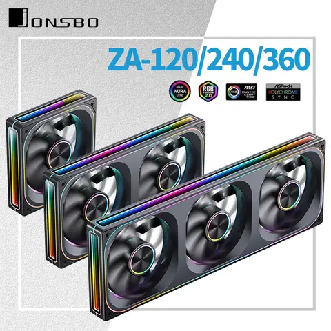 Jonsbo ZA-120/240/360 Case Fan 12V 4PIN PWM 5V 3PIN ARGB 12cm Integrated Desktop Computer Chassis CPU Water Radiator Cooling Fan