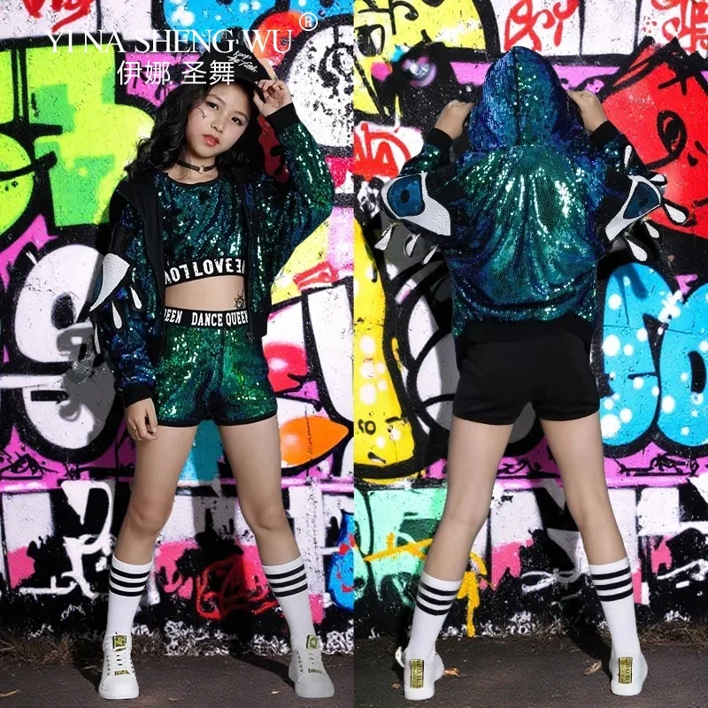 Костюмы для джазовых танцев с пайетками, зеленая одежда для стрит-дэнса и хип-хопа, наряды для современных танцев с пайетками для девочек, танцевальная одежда для выступлений для детей
Костюмы для джазовых танцев с пайетками, зеленая одежда для стрит-дэнса и хип-хопа, наряды для современных танцев с пайетками для девочек, танцевальная одежда для выступлений для детей