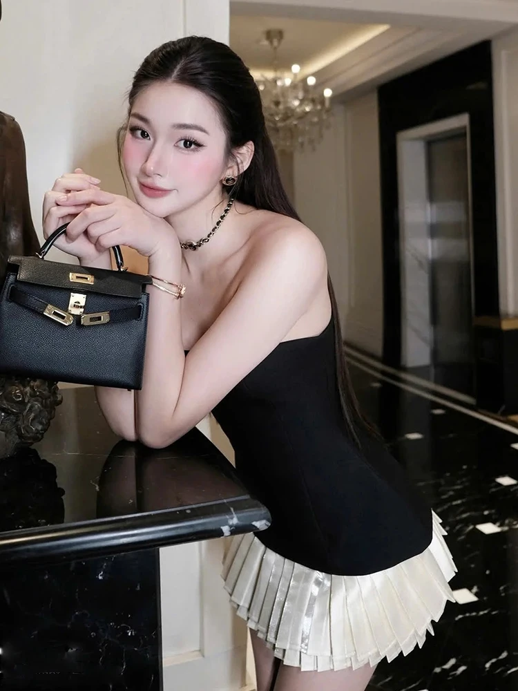 Elegant Color Block Bustier Dress Women's Summer High Waist Slimming Gown Elegant Ladylike Style Polyester Fiber No Sleeve
Elegant Color Block Bustier Dress Women's Summer High Waist Slimming Gown Elegant Ladylike Style Polyester Fiber No Sleeve