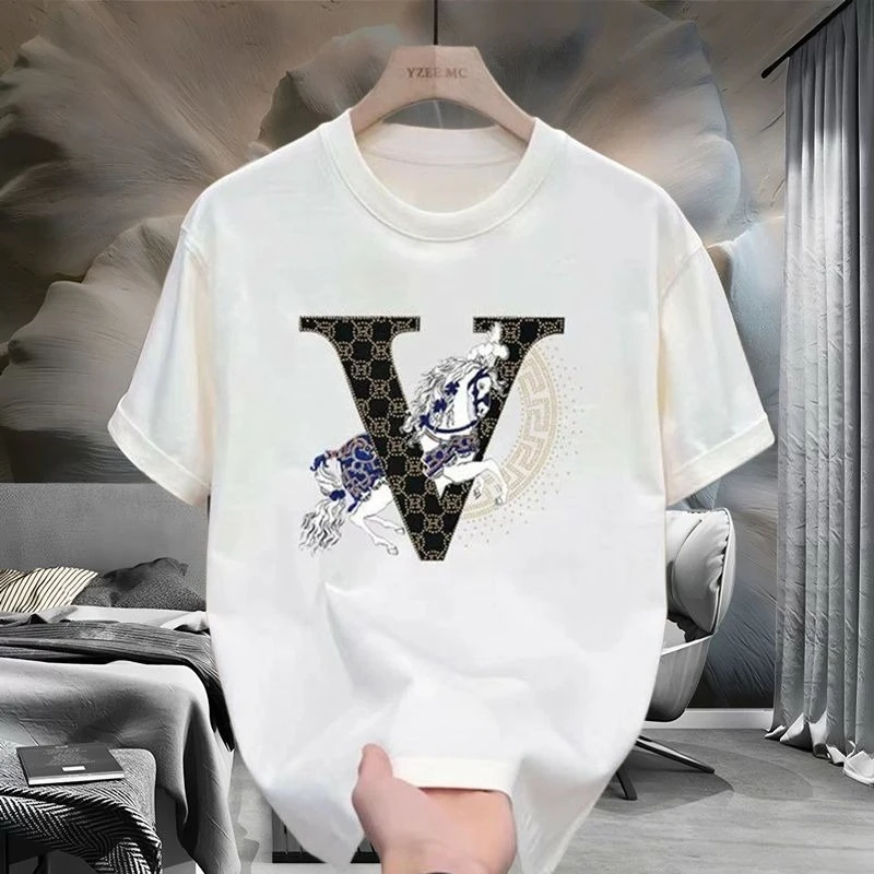 Crew neck loose letter print summer new bottom top handsome fashion cotton comfortable short-sleeved T-shirt
Crew neck loose letter print summer new bottom top handsome fashion cotton comfortable short-sleeved T-shirt