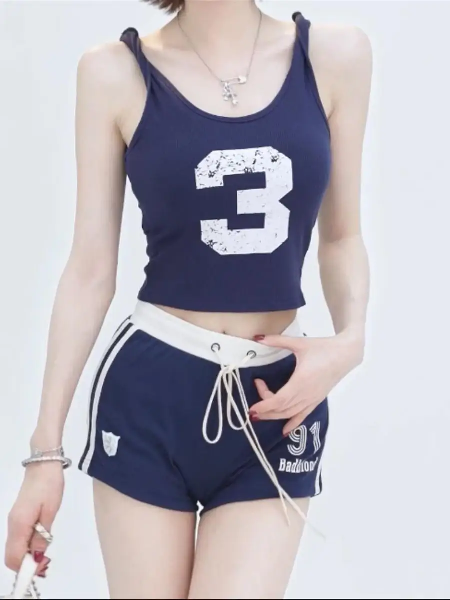 Casual Pants Set Women's Summer Sleeveless Tank Top Elastic High Waist Drawstring Shorts Two-piece Set Fashion Female Clothes
Casual Pants Set Women's Summer Sleeveless Tank Top Elastic High Waist Drawstring Shorts Two-piece Set Fashion Female Clothes