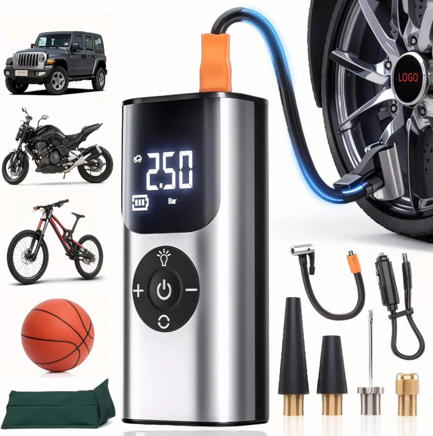 150PSI Cordless Air Compressor for Car Tires Dual Cylinder Fast Inflation, Rechargeable Tire Inflator with Digital Gauge
150PSI Cordless Air Compressor for Car Tires Dual Cylinder Fast Inflation, Rechargeable Tire Inflator with Digital Gauge