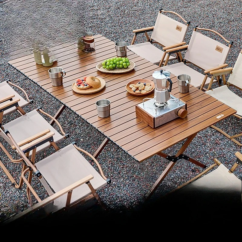 Outdoor folding table Portable aluminum alloy egg roll table Picnic table and chair set Camping full set of equipment
Outdoor folding table Portable aluminum alloy egg roll table Picnic table and chair set Camping full set of equipment
