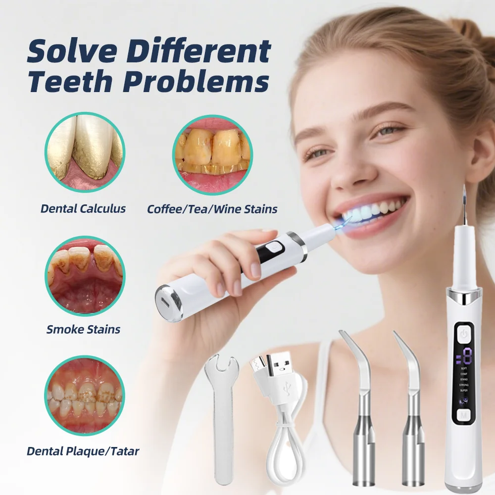 Dental Scaler Ultrasonic Scaler Tooth Clean Dental Stone Removal Electric Sonic Plaque Remover for Teeth Stain Tartar Oral Care
Dental Scaler Ultrasonic Scaler Tooth Clean Dental Stone Removal Electric Sonic Plaque Remover for Teeth Stain Tartar Oral Care
